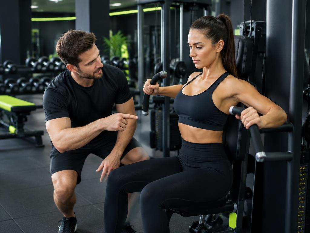 Persönliche Betreuung an einem Trainingsgerät